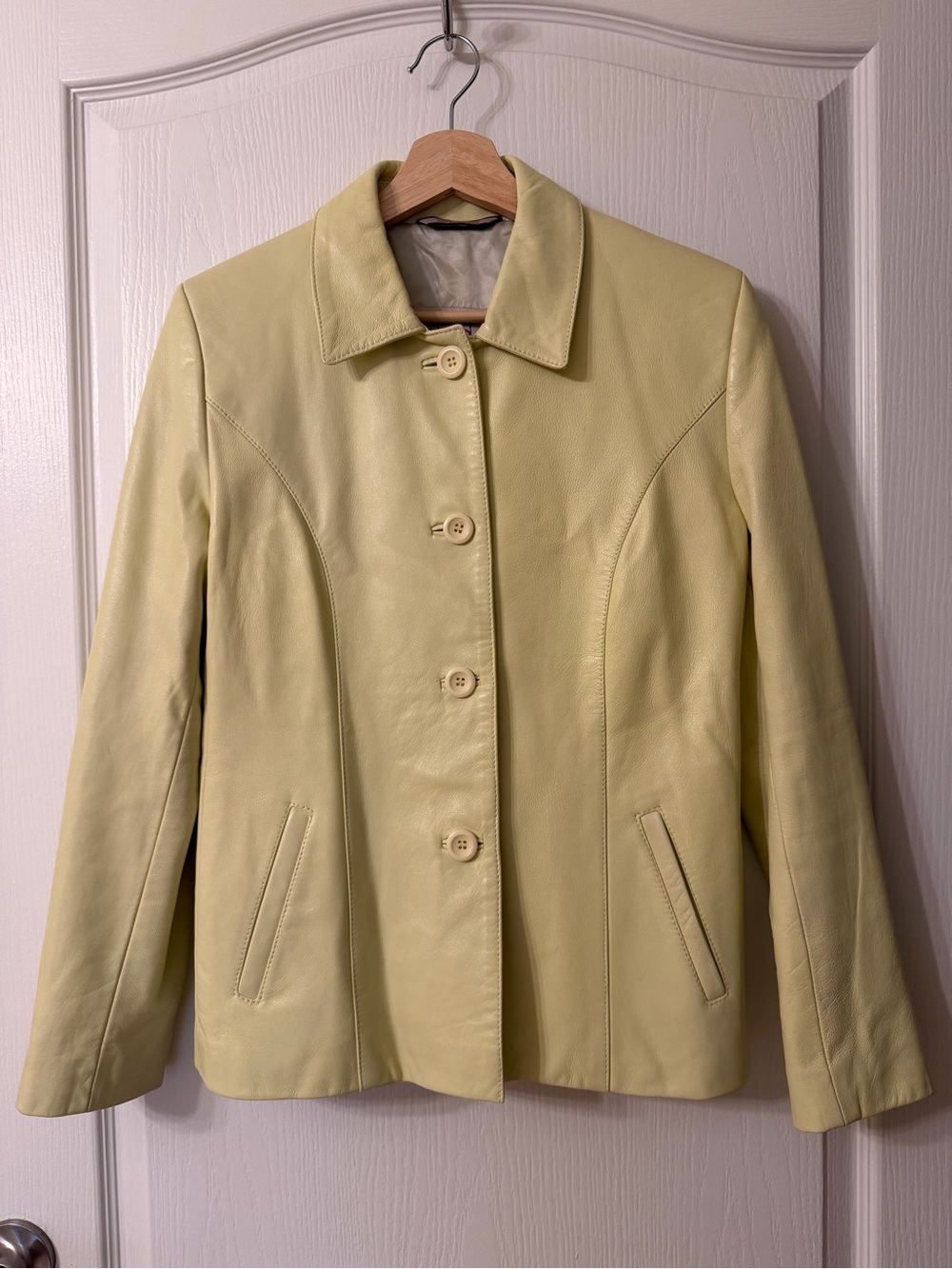 A&S Selections Genuine Leather Jacket Coat Yellow